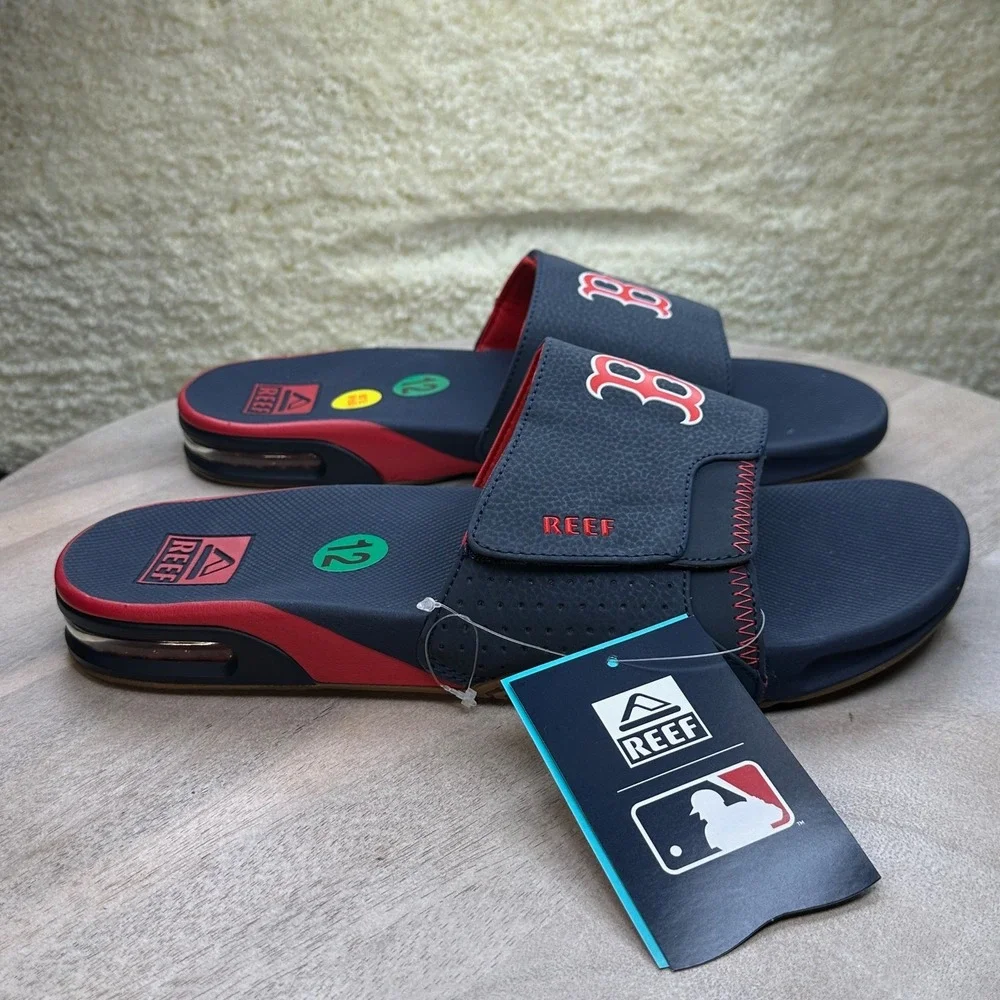 Boston Red Sox Reef Fanning Slides Mens 12 MLB Sandals Bottle Opener NWT